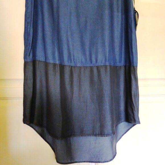 Ava-Viv Chmbry Denim Clr Blck Short Sleeve High Low Midi Dress w/Scarf SZ 1X NWT - Picture 5 of 10